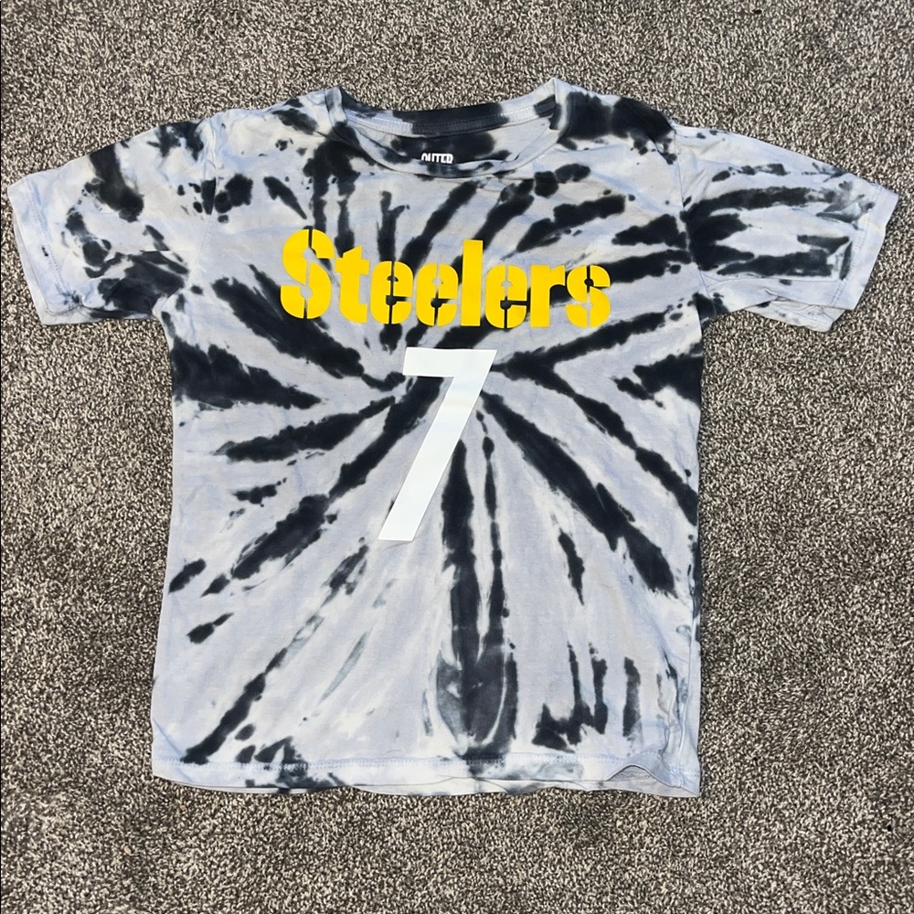 Steelers Outerstuff Black and Gray Tie-Dye T-Shirt